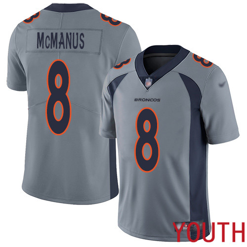 Youth Denver Broncos #8 Brandon McManus Limited Silver Inverted Legend Football NFL Jersey